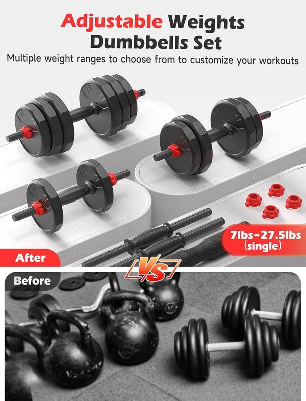 Adjustable Dumbbell Set,20/35/45/55/70/90Lbs Free Weights Set with Upgraded Nut,5