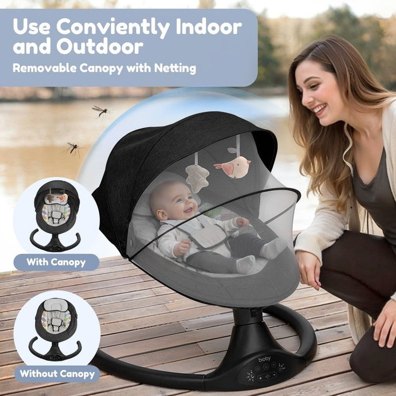 Electric Baby Swing Infant Rocker w/ Remote 5 Speeds Bluetooth Music Black2