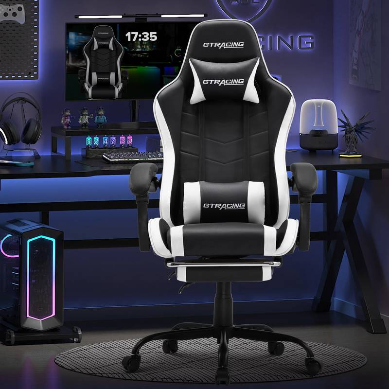 Ergonomic Gaming Office Chair GTWD 200 Adjustable Pillows Footrest White8
