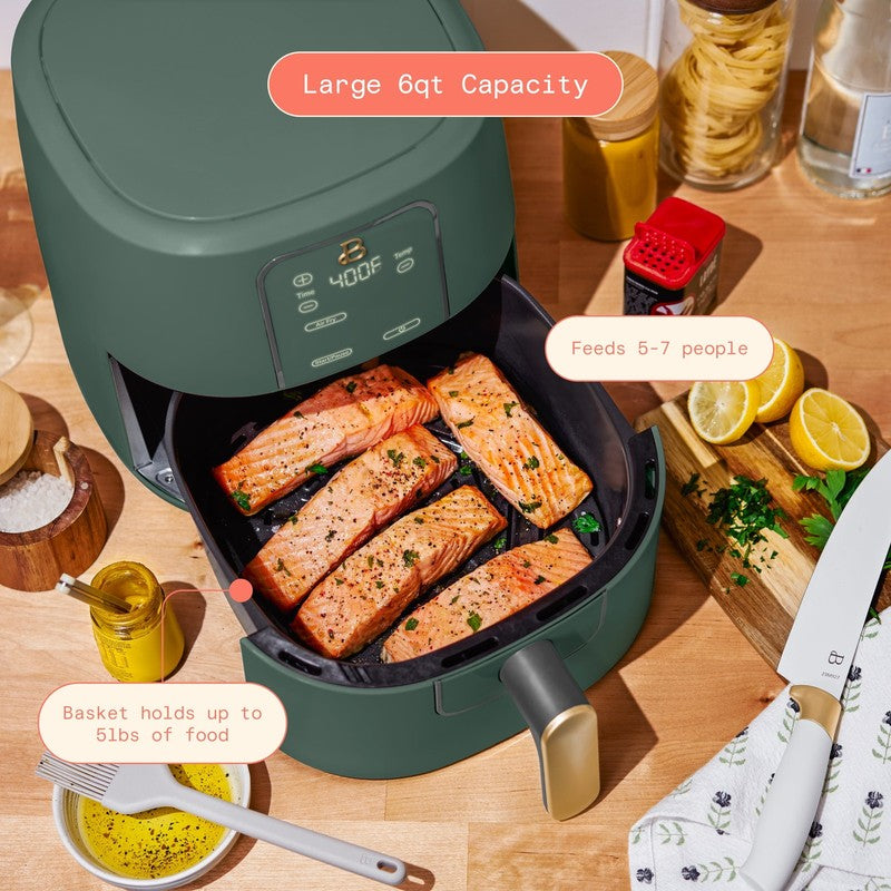 6 Qt Air Fryer w/ Turbocrisp Technology Evergood Ceramic Nonstick Thyme Green4