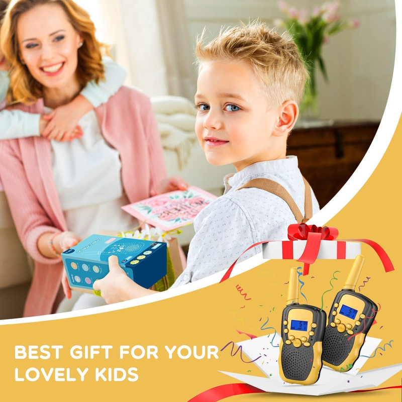 Kids Walkie Talkies Yellow 22 Channel 2 Way Radio 3 Mile Range LCD6