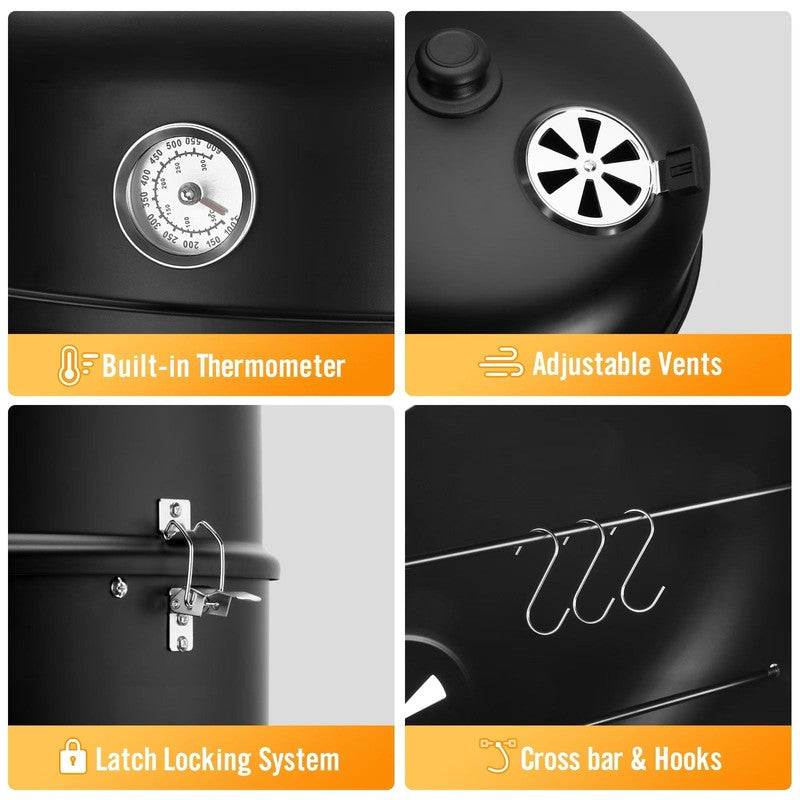 16 Inch BBQ Charcoal Grill, 6 in 1 Cooking Modes, Thermometer, Detachable Design5