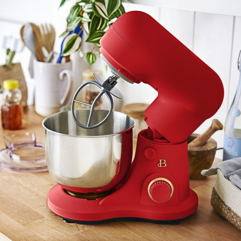 3.5 Qt Stand Mixer Tomato Red w/ Flat Beater Dough Hook & Whisk9