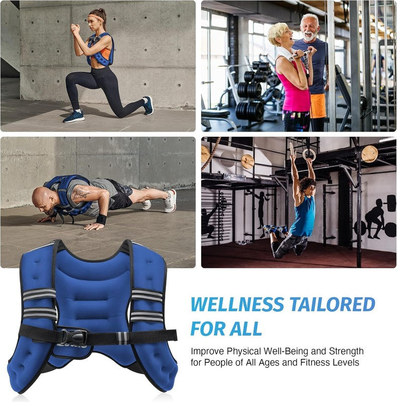 Weighted Vest 12Lb Reflective Stripe Workout Strength Training Fitness Blue5