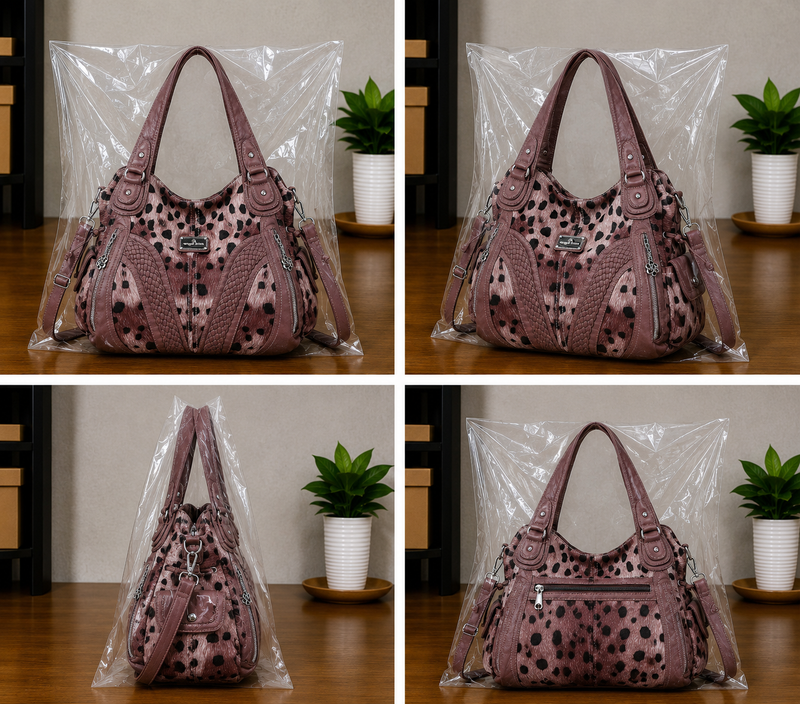 Women's Washed Synthetic Leather Tote Satchel Shoulder Bag0