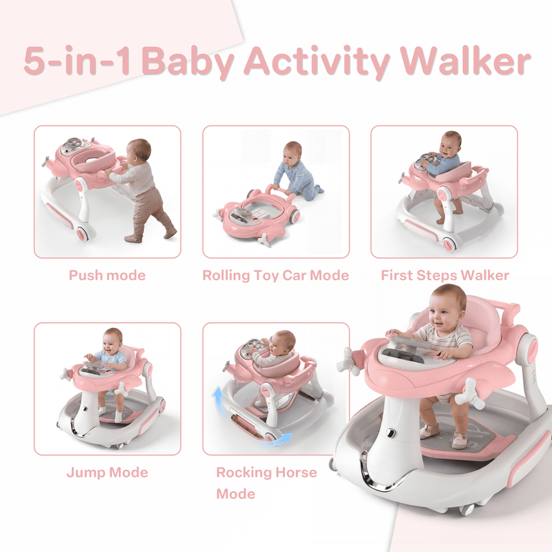 5-In-1 Musical Baby Walker with Wheels, Foldable Baby Walker for Boys Girls, Pin4