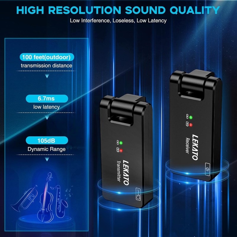 2.4GHz Wireless Guitar System WS 100 4 Ch Rechargeable w/ Dual 3.5/6.35mm Plugs2