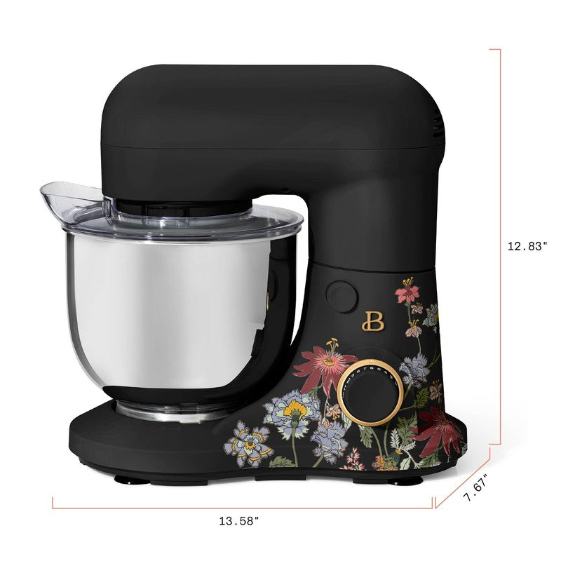 3.5 Qt Stand Mixer Wildflower Black Sesame w/ Flat Beater Dough Hook & Whisk6