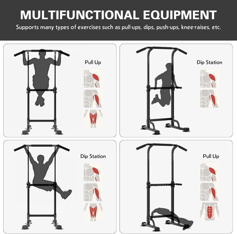 Power Tower Pull-Up & Dip Station Adjustable Free-Standing Home Gym4