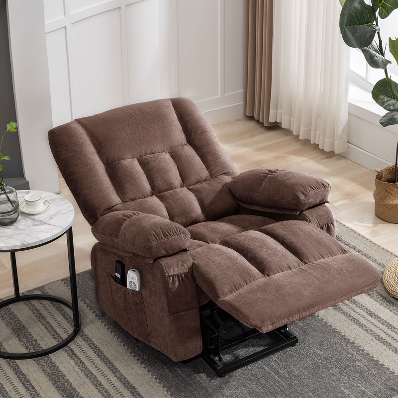 Power Lift Recliner Chair Heat Massage Infinite Position USB Port Brown10