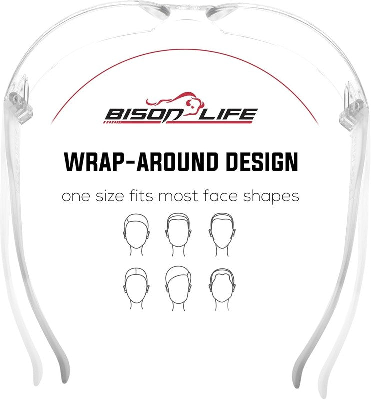 Safety Glasses   Scratch Resistant Wrap around Eyewear, Polycarbonate ANSI Z87.18