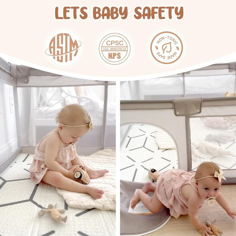 Spacious Baby Playpen with Mat - 47" Play Yard for Infants and Toddlers3