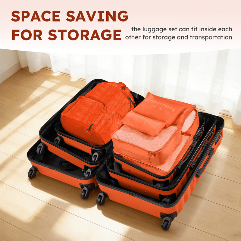10 Piece Luggage Set Hardside Spinner Suitcase 28 24 20 Inch Backpack Orange9