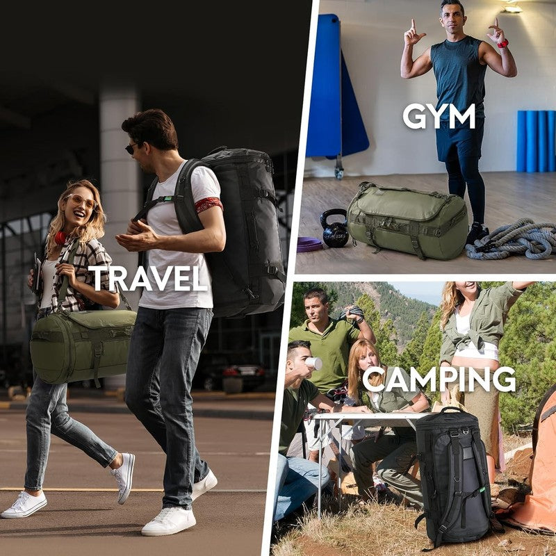 45L Gym Duffle Backpack Army Green Water Resistant Shoes Compartment7
