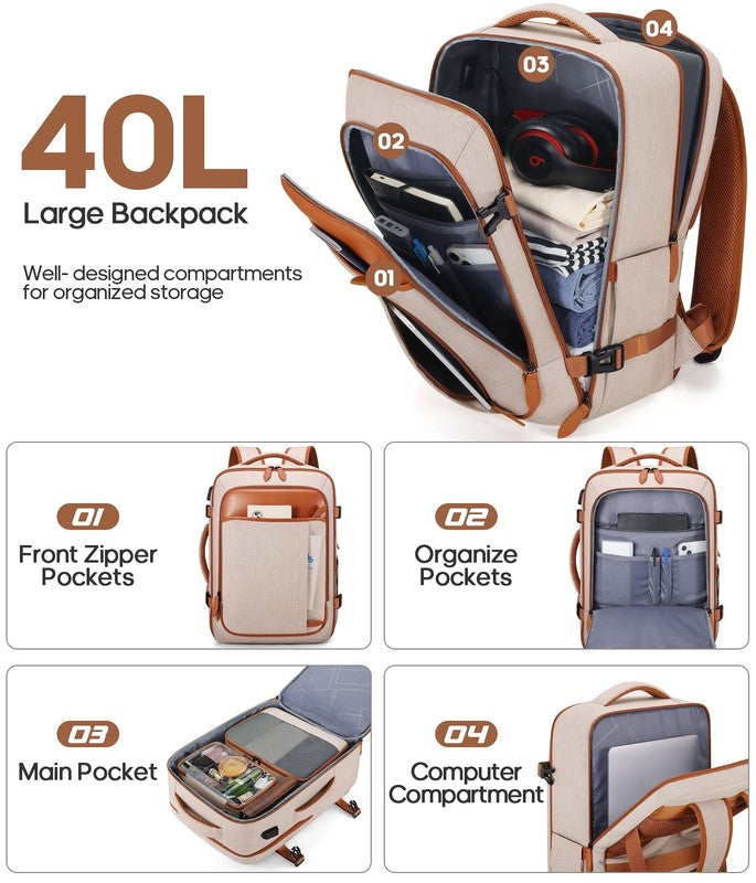 Travel Backpack for Men & Women Carry on Backpack Flight Approved 40L Waterproof2