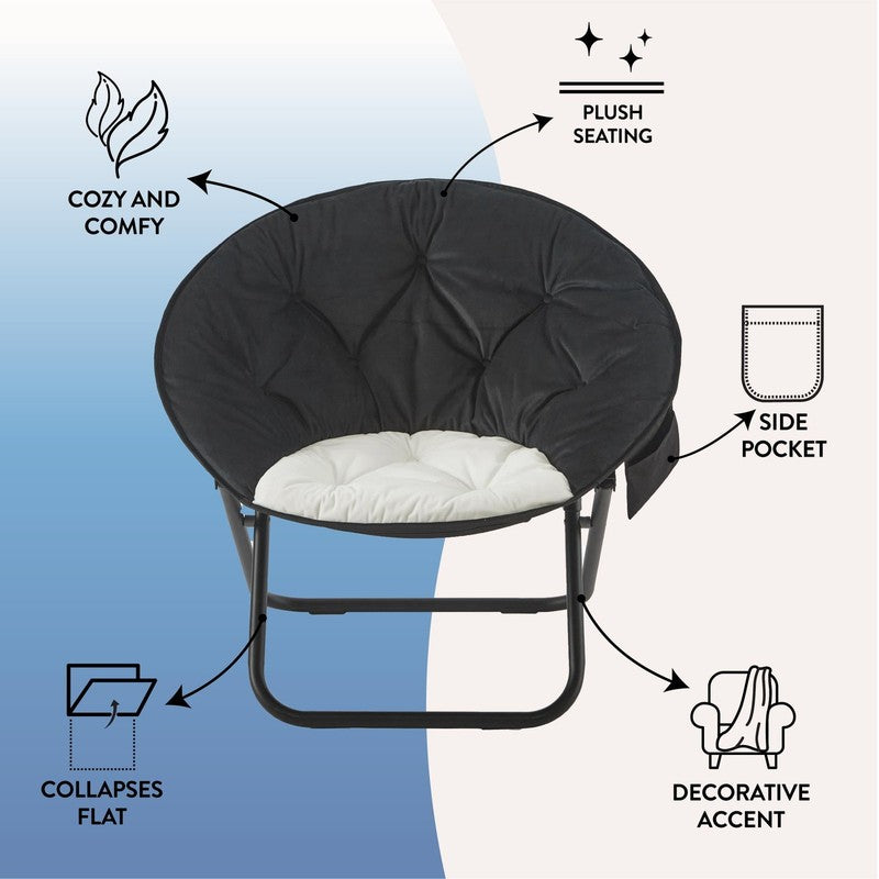 Colorblock Saucer Chair, Black/White, Perfect for Adults and Teens3