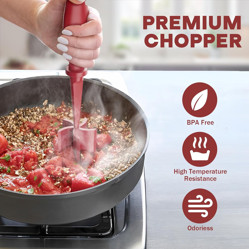Meat Chopper Hamburger Smasher Ground Beef Grinder Tool Red Kitchen4