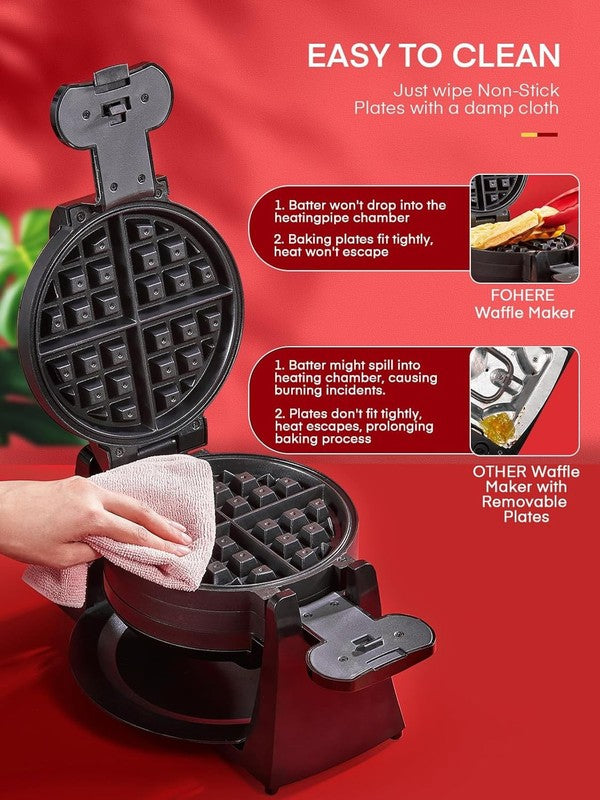 Double Belgian Waffle Maker 1400W Flip Iron Nonstick 8 Slice Black5