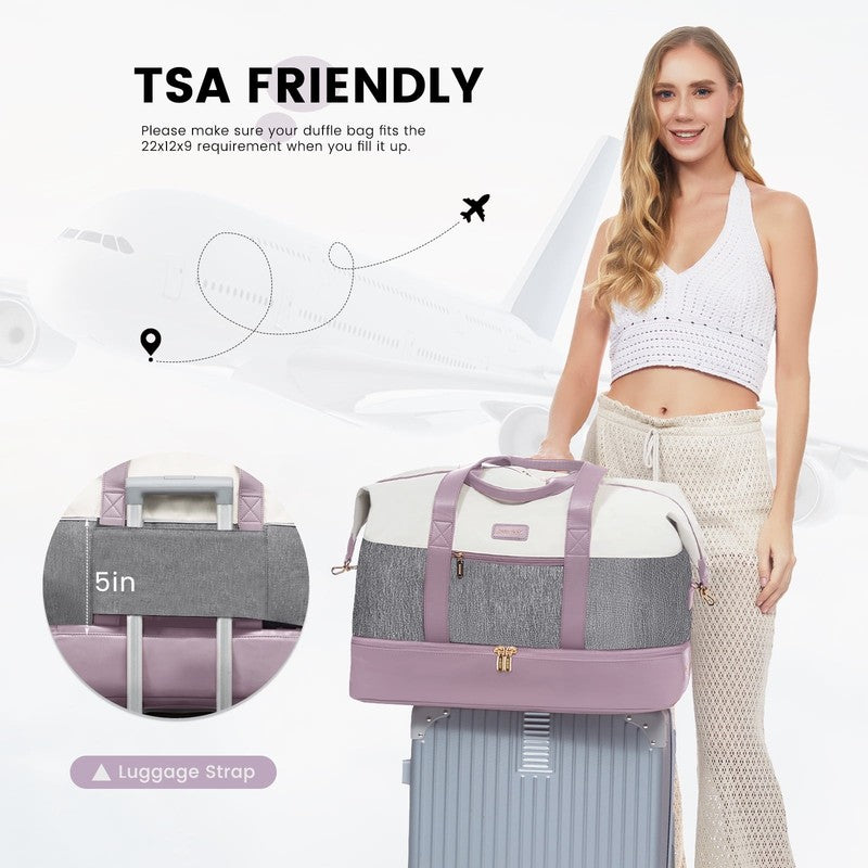 Women Travel Duffel Bag Large Weekender Gym Bag Shoe Compartment Packing Cubes4