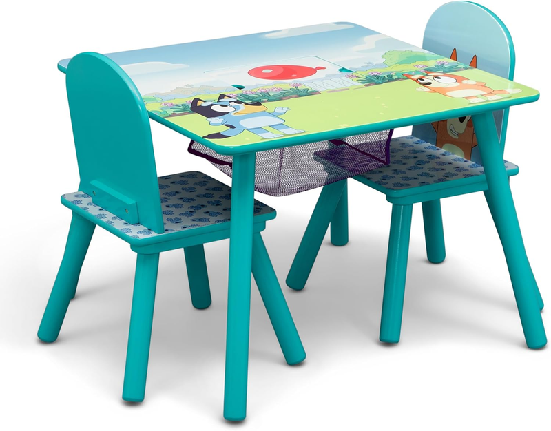 Bluey Kids Table & 2 Chairs Set w/ Storage Greenguard Gold Certified Blue4