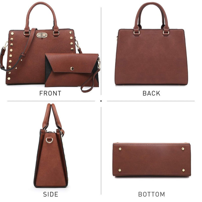 Women Satchel Handbag Shoulder Tote Work Bag with Matching Wallet3