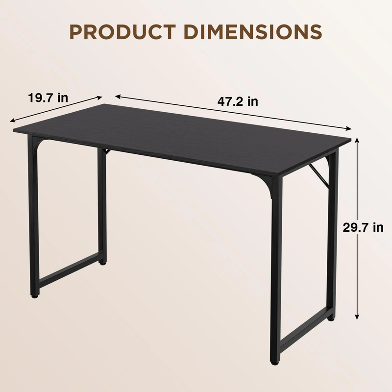 47in Adjustable Computer Desk Laptop Table Sturdy Metal Frame Black2