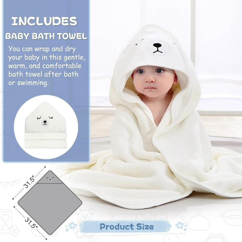 Collapsible Baby Bathtub w/ Thermometer, Hooded Towel & Floating Cushion2
