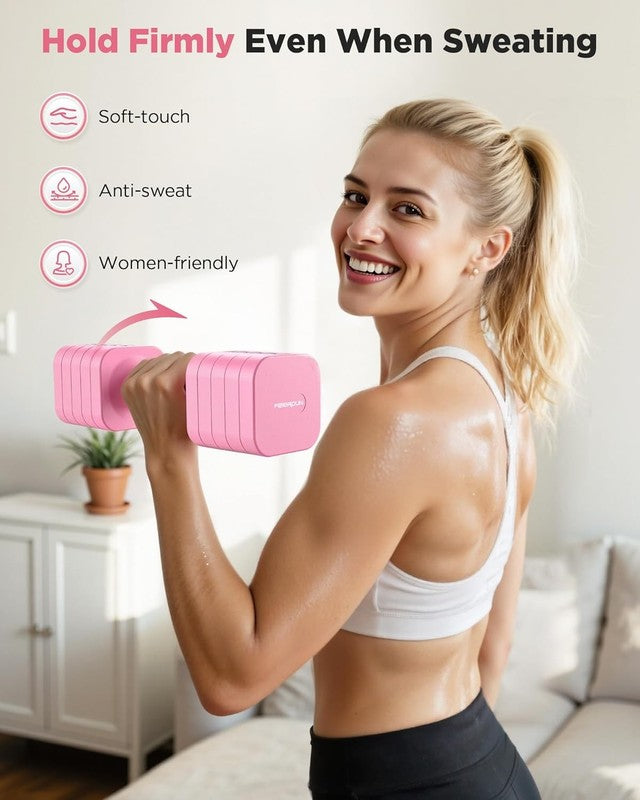 5-in-1 Adjustable Dumbbells 12/20lb Dual-Stable Set for Women Home Gym2