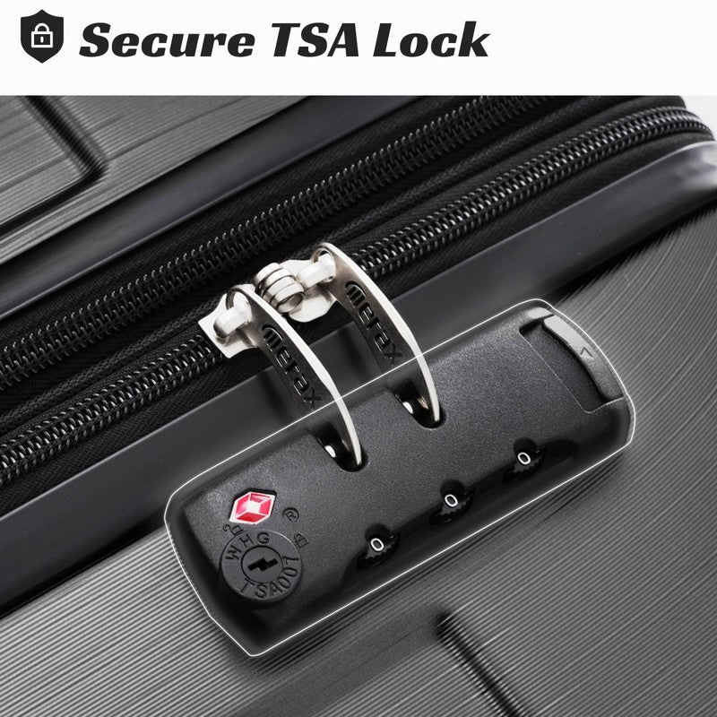 Carry on Luggage 24 Inch, ABS+PC Lightweight 65L Capacity Hardshell Suitcase wit3