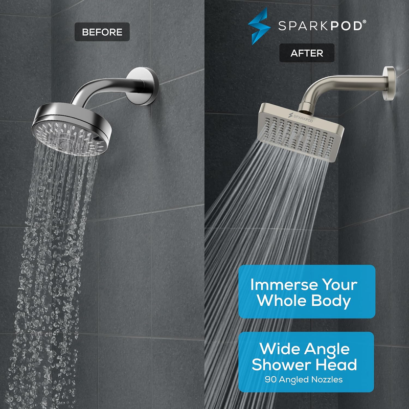 Shower Head - High Pressure Rain - Premium Quality Luxury Design - 1-Min Install1