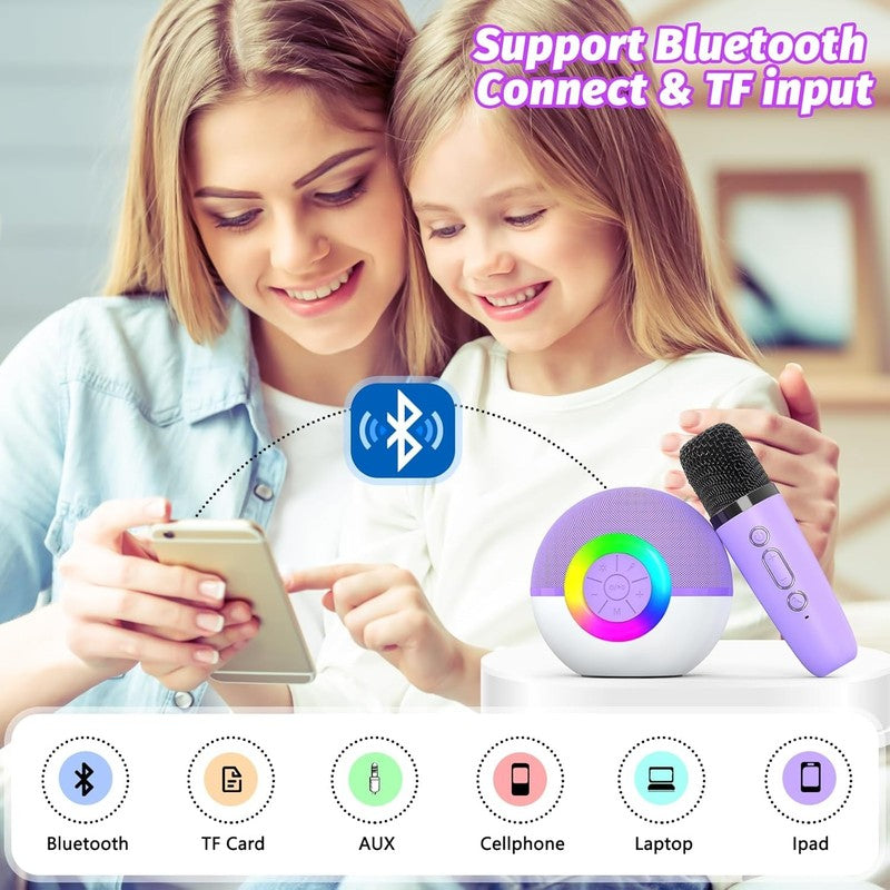 Portable Mini Karaoke Machine with Bluetooth & LED Light for Kids (Purple)5