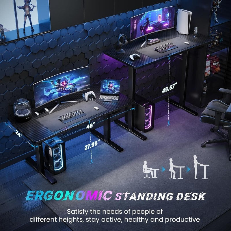Electric Standing Desk Adjustable - 48 X 24 Inch Sit Stand up Desk with Cable Ma4