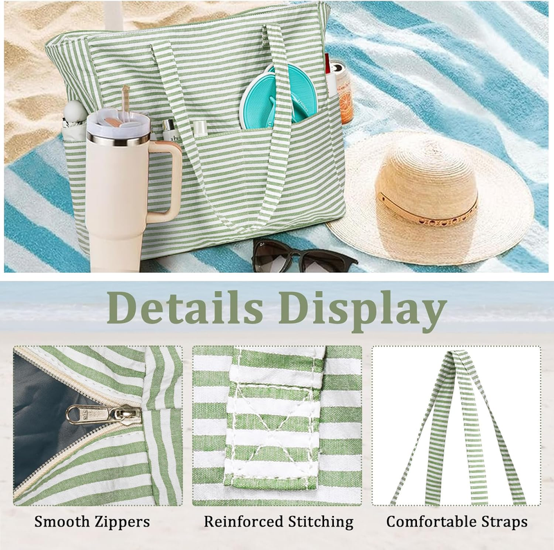 Large Waterproof Beach Tote Bag Women Sandproof Zipper Wet Pocket Travel4