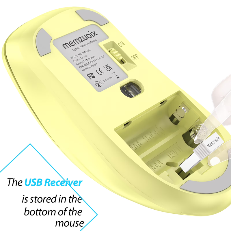 Wireless Optical Mouse 1400 DPI 5 Button USB Receiver for PC Laptop Yellow3