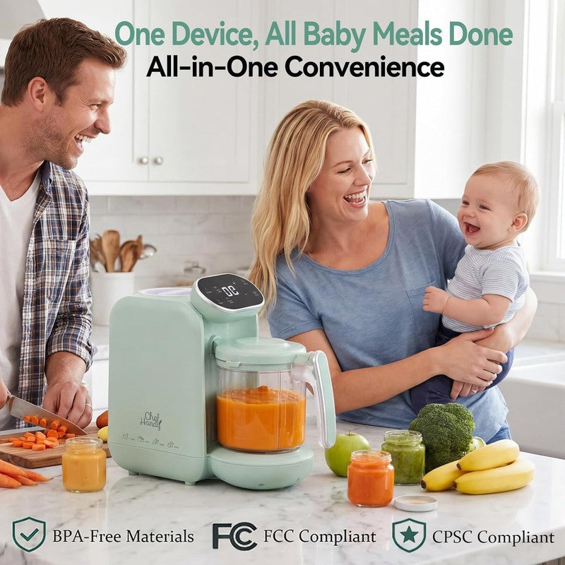5-in-1 Baby Food Maker Steamer Blender Warmer Auto Cooking BPA-Free Green2