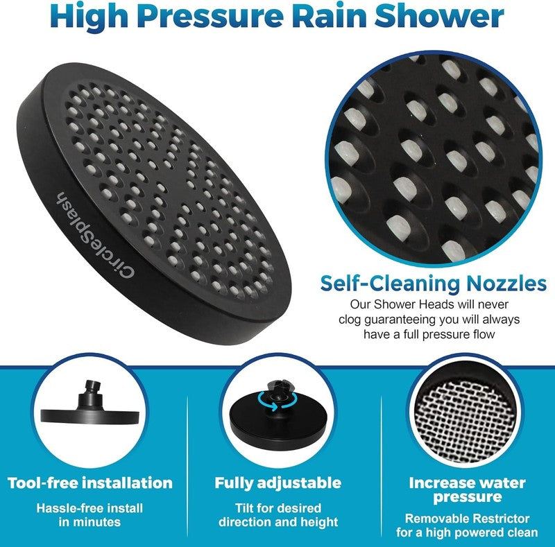 High Pressure Shower Head   Anti Clogging Silicone Nozzles   2.5 GPM Removable R1