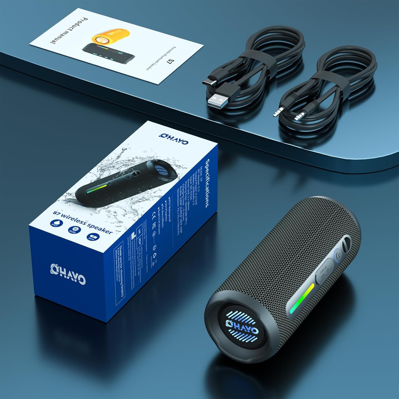 24W Bluetooth Speaker, IPX7 Waterproof, 25H Playtime, Bass Boost, LED Lights7