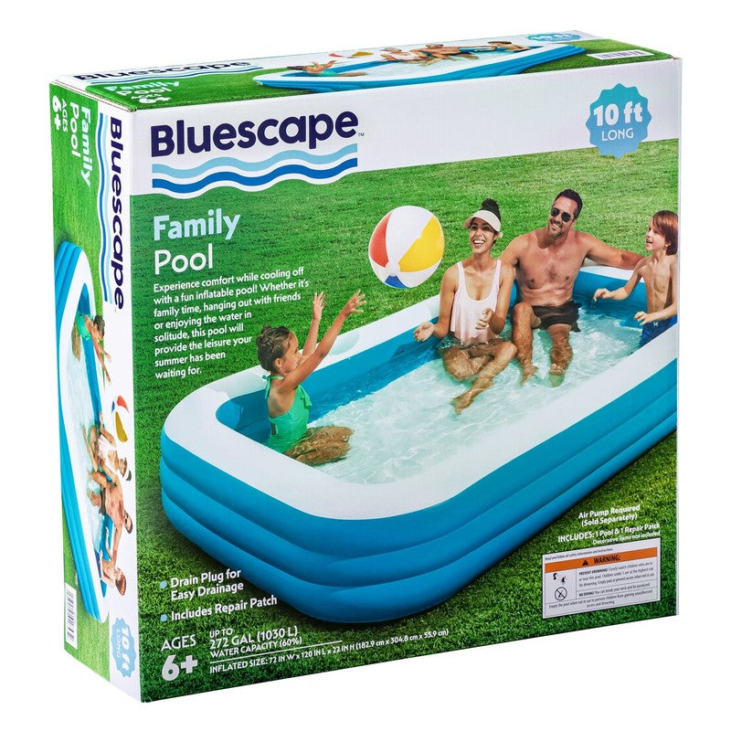 10Ft Family Inflatable Swimming Pool, Rectangular, Age 6 & Up, Unisex6