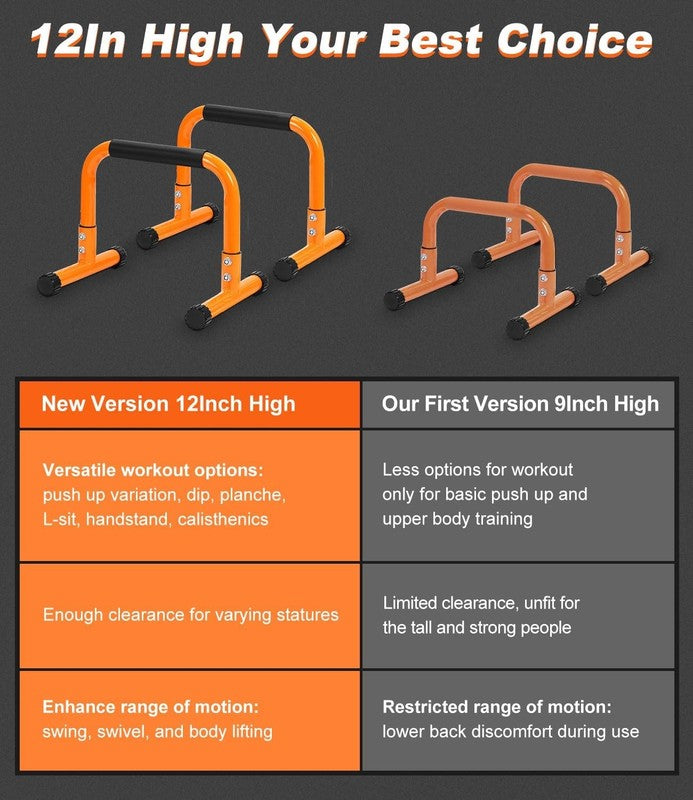 12" Push Up Parallettes & Dip Bars Foam Handles Calisthenics L Sit Handstand2