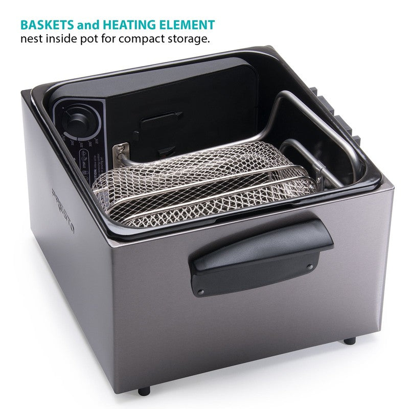 5 Qt Dual Basket Pro Fry Immersion Element Black Deep Fryer 054899