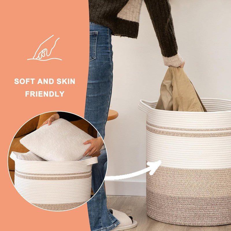 80L Laundry Hamper with Handles, Woven Storage Basket for Clothes, Toys, Blanket6