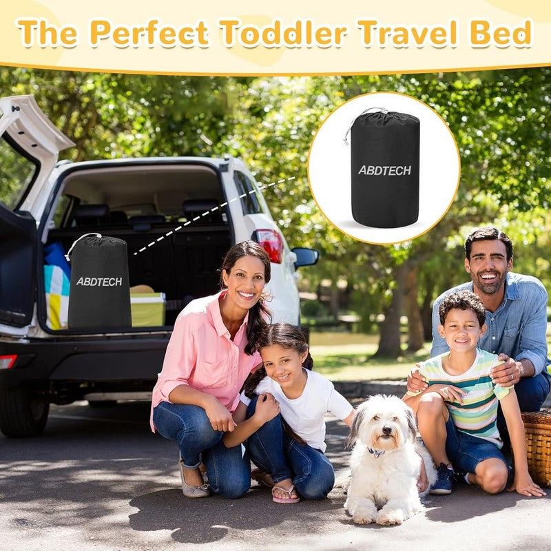 Inflatable Kids Travel Bed with Safety Bumpers, Portable Blow Up Mattress 53"6