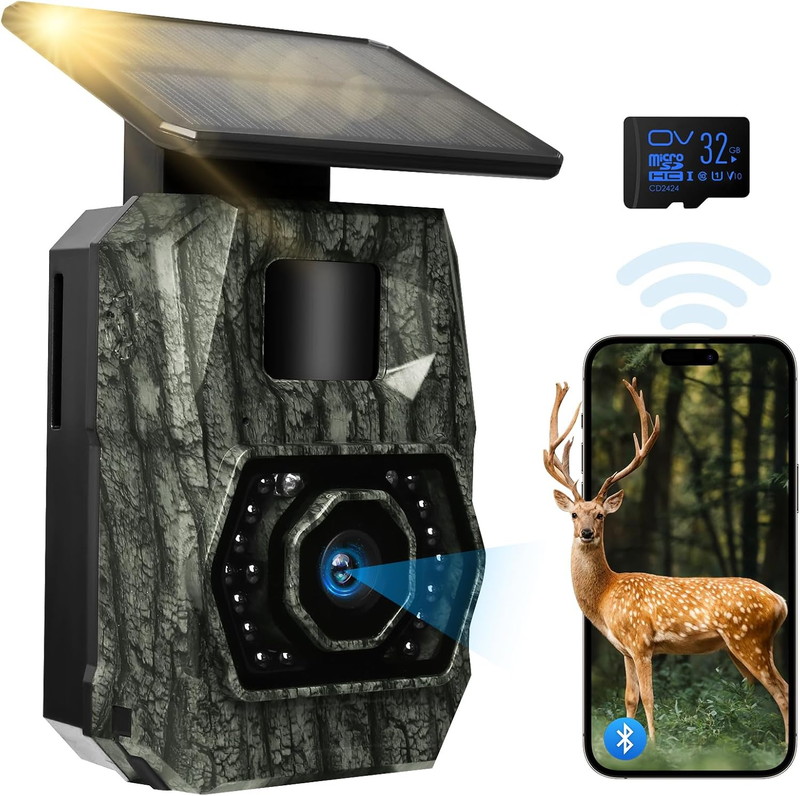 Solar Trail Camera WiFi Bluetooth 48MP 30FPS, 0.1S Trigger, IP66, 32GB Card10