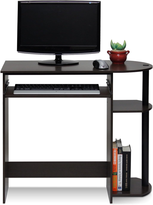 Simplistic Easy Assembly Computer Desk, with Keyboard Tray, Dark Brown/Black8