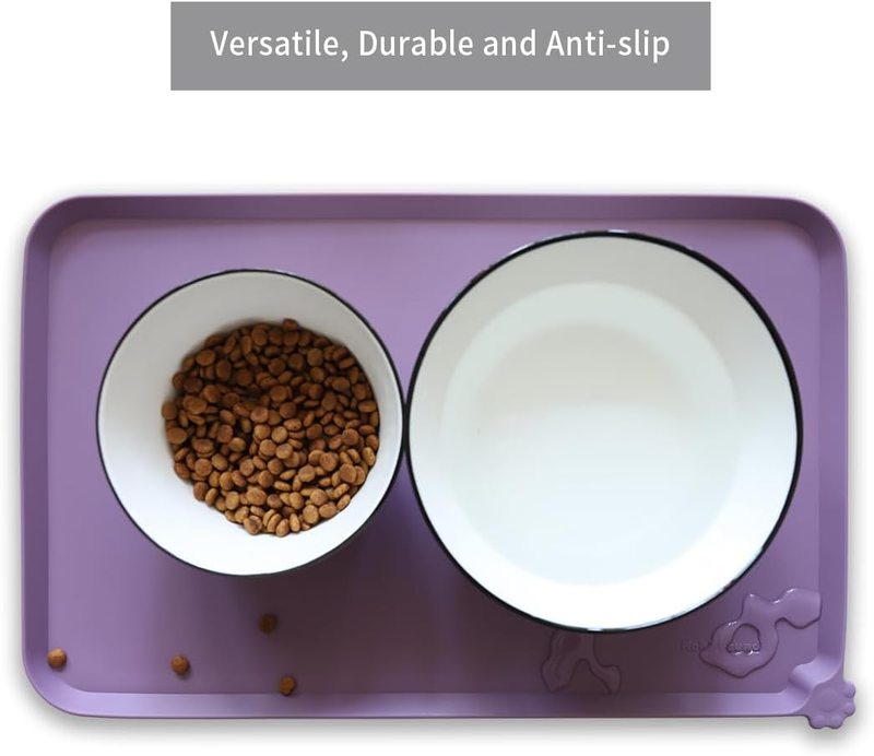 Silicone Pet Feeding Mat Waterproof Dog Cat Bowl Mat Raised Lip Amethyst3