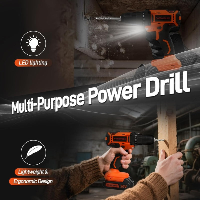 20V Cordless Drill Tool Set 120Pc Hand Tools Home DIY Office Garden Toolbox4