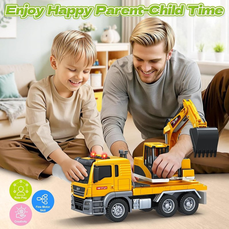 Large Excavator Truck Toy, 3 4 5 6 Year Old Boys Toddlers Toy Truck, Lights & So1