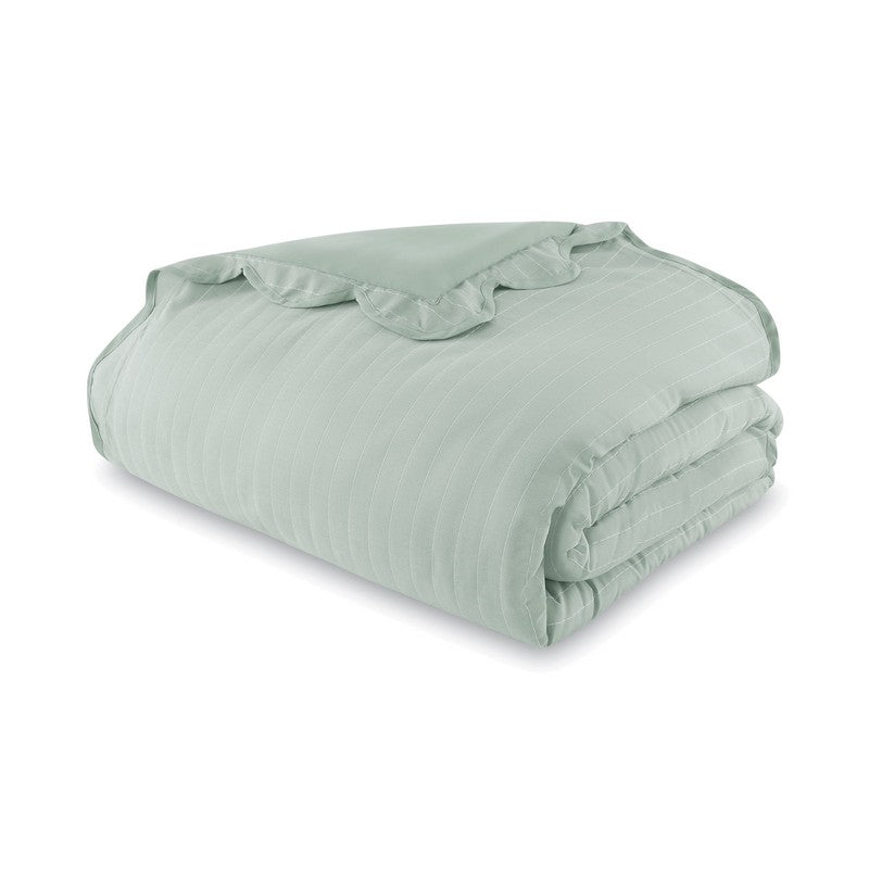 4Pc Scallop Pick Stitch Comforter Set Twin Twin XL Sage10