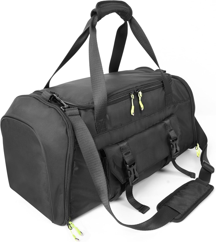 Small Gym Duffle Bag with Shoe Compartment Wet Dry Pockets Black10