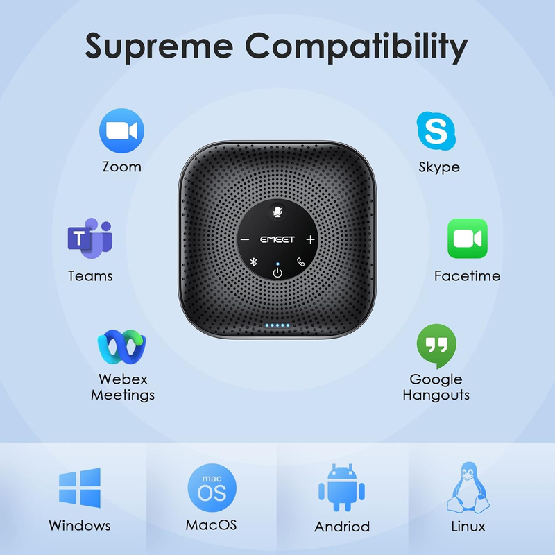 Conference Speakerphone M0 Plus, 4 AI Mics 360° Voice Pickup, Noise Reduction, U6